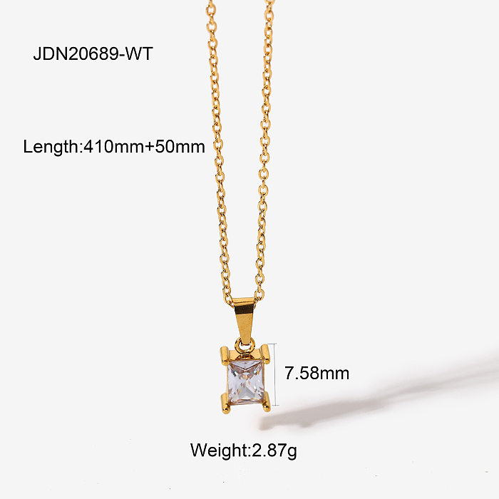 Europäische und amerikanische Halskette Mode Temperament Quadrat Zirkon Anhänger Halskette Edelstahl Schmuck 18 Karat Gold Halskette