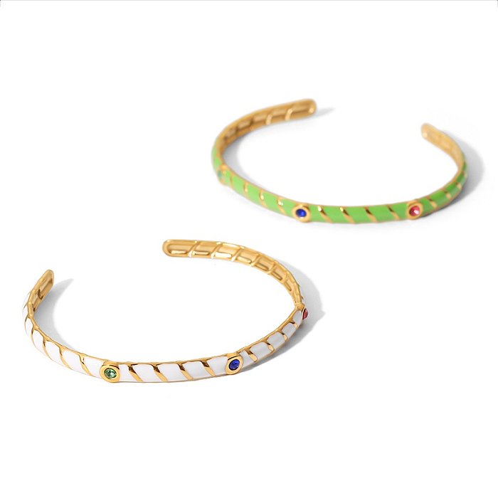 Fashion Geometric Stainless Steel Bracelets Gold Plated Zircon Stainless Steel Bracelets