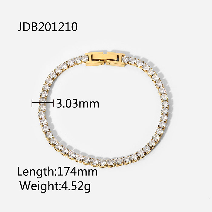 Nova moda pulseira de joias retrô femininas de aço inoxidável zircão embutido em ouro 14 k