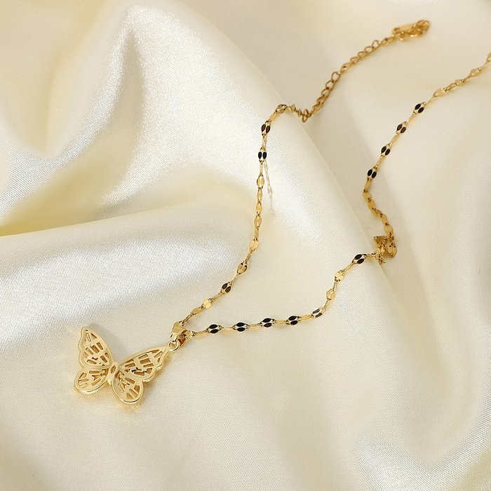 يتوهم كريستال فراشة قلادة 18 كيلو الذهب المقاوم للصدأ مجوهرات هدية مكعب الزركون فراشة قلادة قلادة للنساء