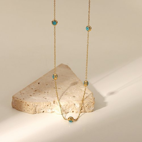 new 18K goldplated stainless steel turquoise beads fine necklace
