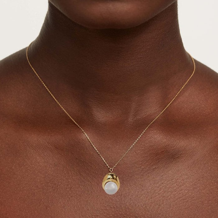 Art- und Weisewasser-Tropfen-Perle 18K Gold überzog hängende Edelstahl-Halskette