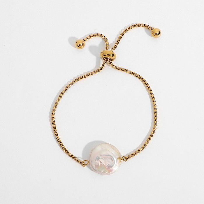bracelet acier inoxydable plaqué or réglable étanche perle baroque