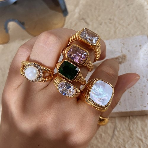 jewelry wholesale jewelry fashion trend geometric zircon stainless steel ring