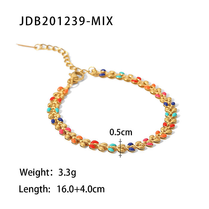 Collier de bracelets en acier inoxydable coloré de feuille de mode Colliers en acier inoxydable plaqué or