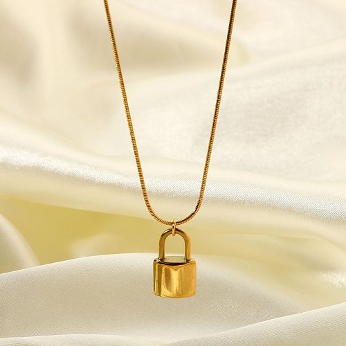Fashion Gift Chain Stainless Steel Jewelry Gold Lock Pendant Necklace