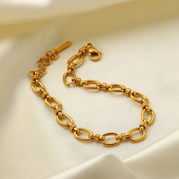pulsera de cadena estrecha con hebilla cruzada Pulsera de moda de acero inoxidable chapada en oro de 18 quilates