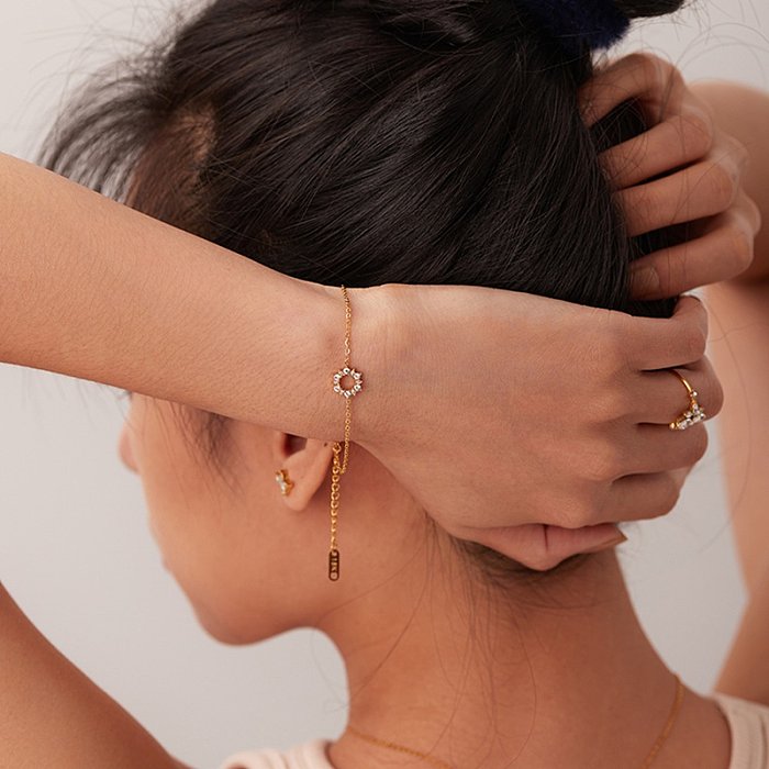 Fashion Snowflake Stainless Steel Bracelets Gold Plated Hollow Out Zircon Stainless Steel Bracelets
