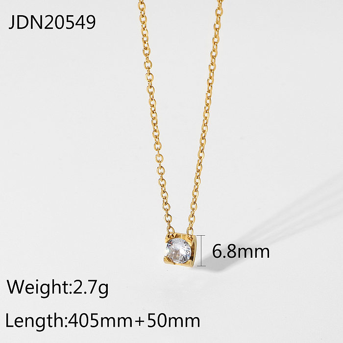 18K أزياء بسيطة الزركون جولة الفولاذ المقاوم للصدأ قلادة المجوهرات بالجملة