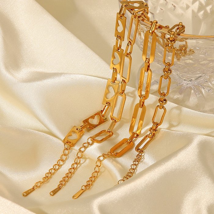 Einfaches Armband aus 18 Karat vergoldetem Edelstahl mit Hohlkette und Kreuzschnalle