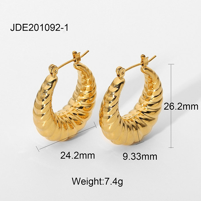 2021 new twisted croissant goldplated stainless steel hoop earrings