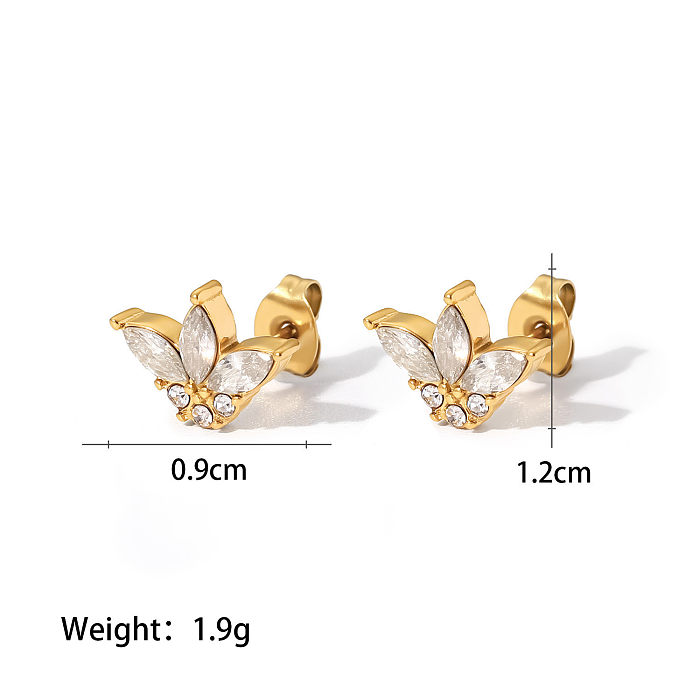 Modische geometrische Edelstahl-Ohrstecker, die Zirkon-Edelstahl-Ohrringe überziehen