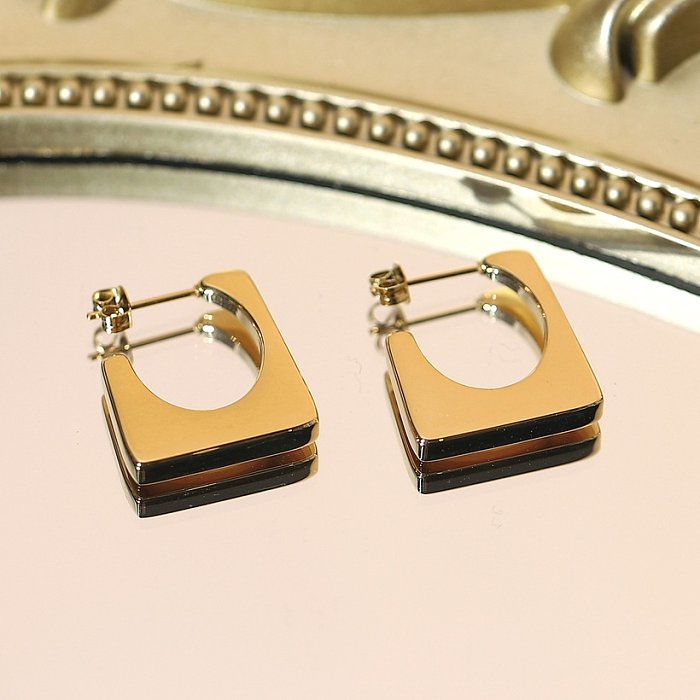 vente en gros bijoux géométrique trapézoïdal en acier inoxydable mode boucles d'oreilles bijoux