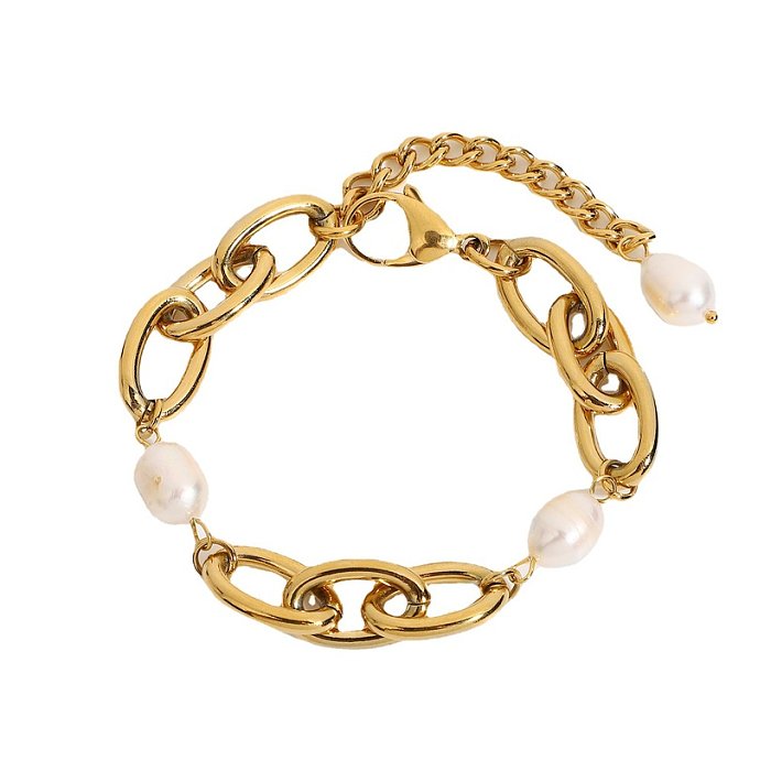 baroque oval goldplated stainless steel bracelet