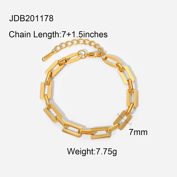 Bracelet à chaîne creuse en trombone en acier inoxydable à maillons carrés simples