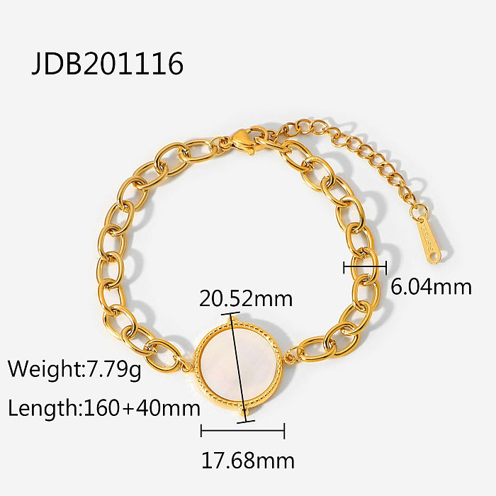 simple temperament round white shell chain bracelet 18K goldplated stainless steel bracelet