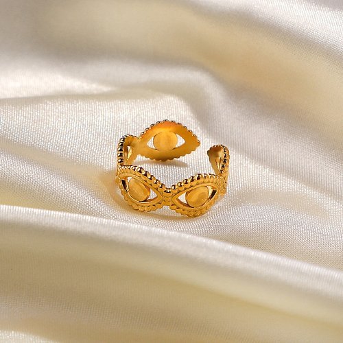Anel de aço inoxidável fashion europeu e americano ouro 18k anel de abertura de olho geométrico joia