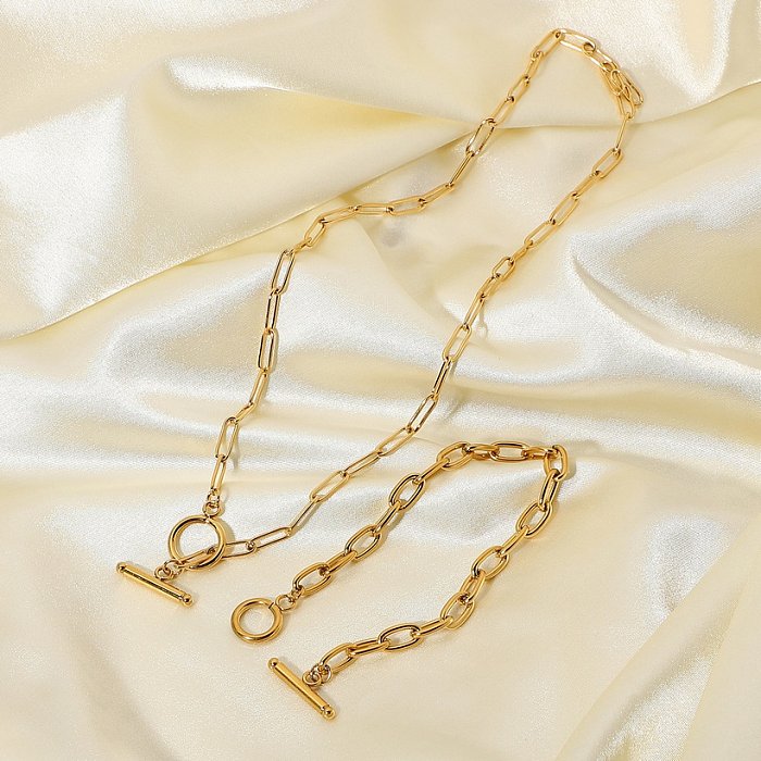 retro stainless steel OT buckle goldplated bracelet necklace wholesale jewelry