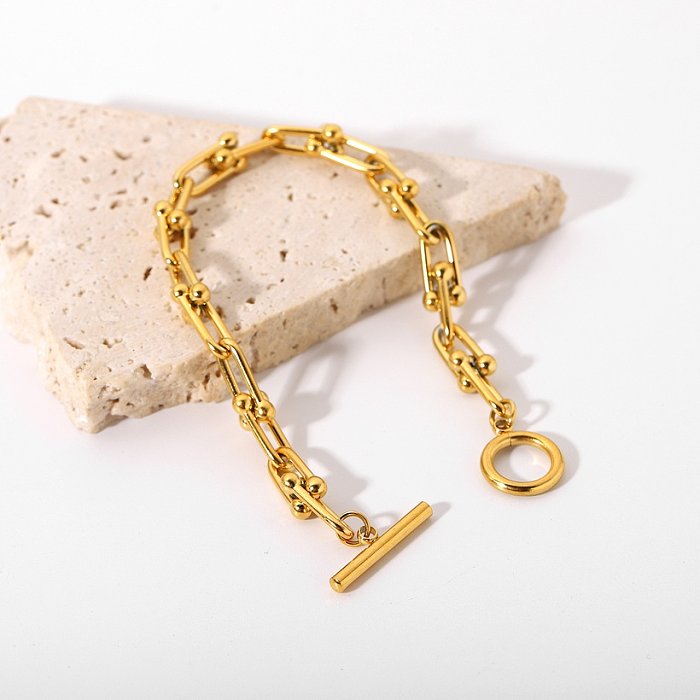 wholesale jewelry Ushaped OT buckle stainless steel goldplated bracelet jewelry