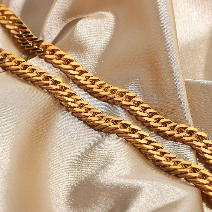 Collar de acero inoxidable chapado en oro de 18 kilates moda cubana