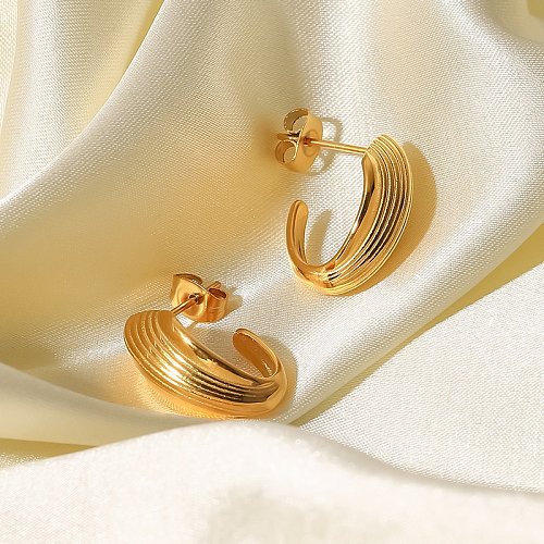 Brincos de orelha de aço inoxidável geométricos da moda em aço inoxidável banhados a ouro