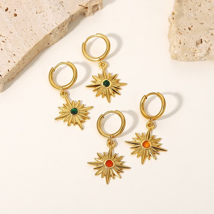 fashion 18k goldplated stainless steel earrings jewelry eightpointed star ear drop