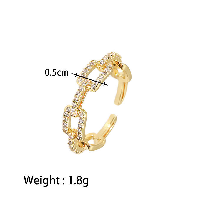 Vintage Style Rectangle Stainless Steel Open Ring Plating Zircon Stainless Steel Rings