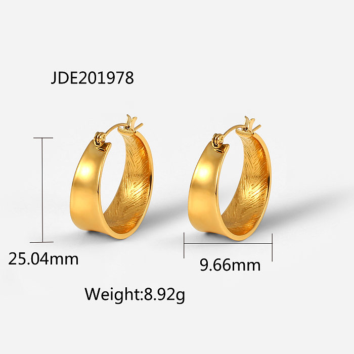 Art und Weise einfacher 18K vergoldeter Edelstahl gebogene glatte Ohrringe Großhandel