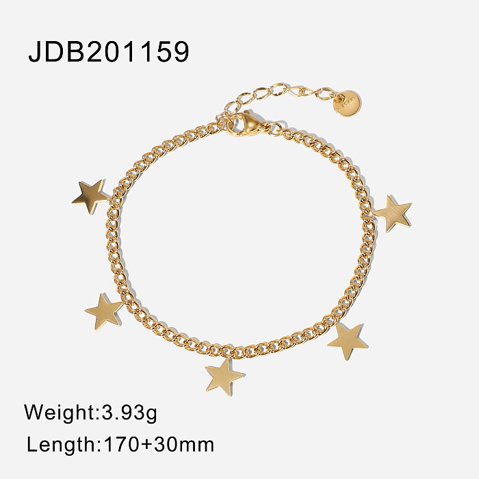 golden Fivepointed Star Tassel Pendant Cuban Chain Geometric Bracelet