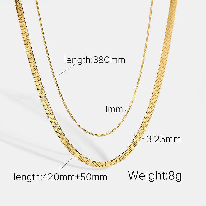 simple double snake chain goldplated stainless steel necklace