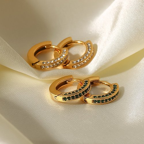 Fashion Circle Stainless Steel Earrings Gold Plated Zircon Stainless Steel Earrings