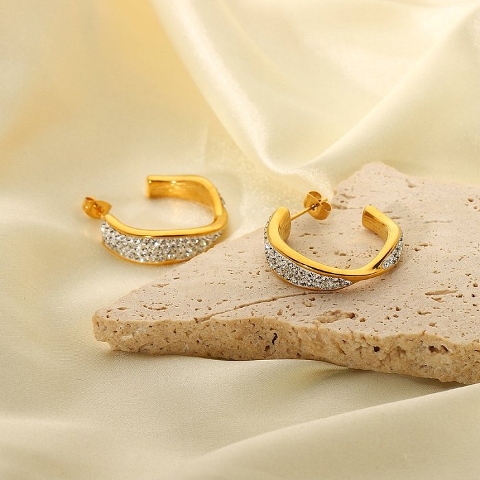 vente en gros bijoux en acier inoxydable croix diamant boucles d'oreilles bijoux