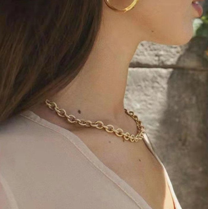 einfache 18 Karat vergoldete Halskette aus Edelstahl 316
