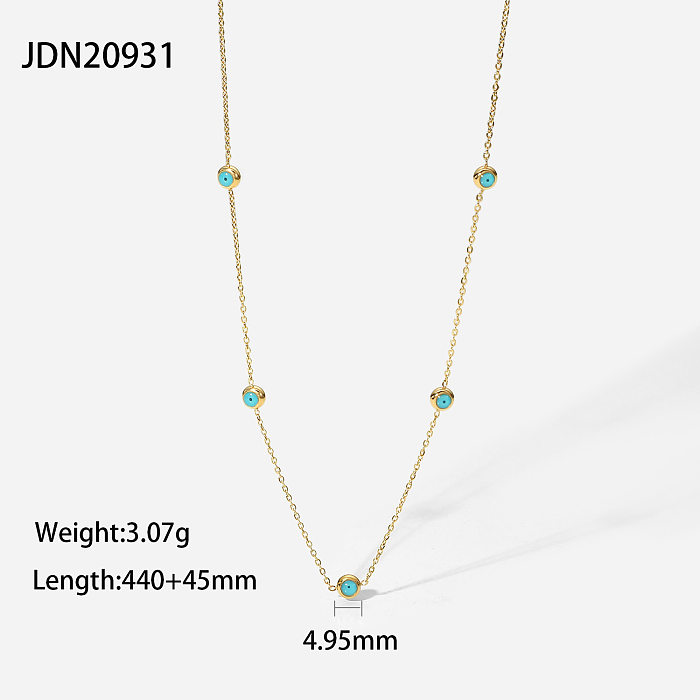 nouveau collier fin de perles de turquoise en acier inoxydable plaqué or 18 carats