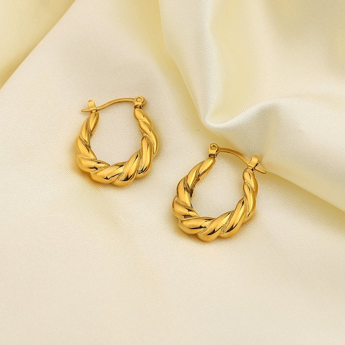 fashion stainless steel twisted pair crude croissant earrings