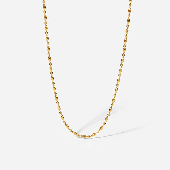 Mode simple plaqué or 18 carats ovale perle chaîne collier en acier inoxydable femmes ornement