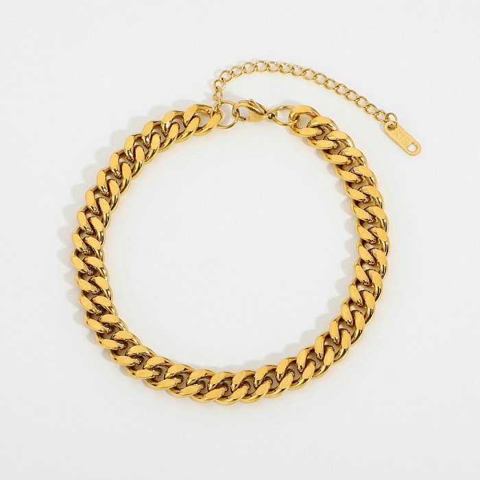 pulseira de aço inoxidável de corrente banhada a ouro 18K fashion