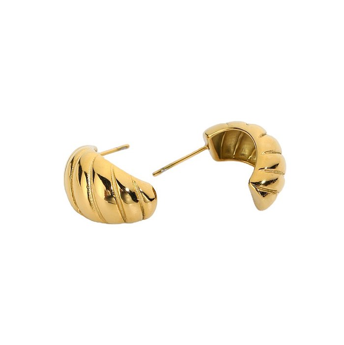 Mode vergoldete Edelstahl-Horn-Taschenohrringe