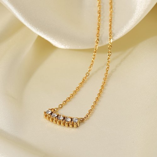 Fashion Geometric Stainless Steel Pendant Necklace Zircon Stainless Steel Necklaces
