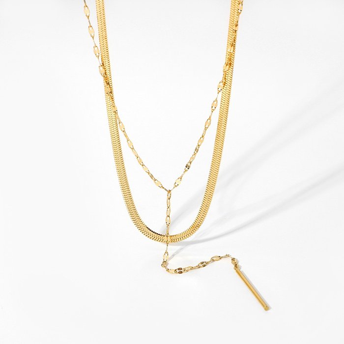 collier de corde de chaîne de serpent double en acier inoxydable simple bijoux en gros