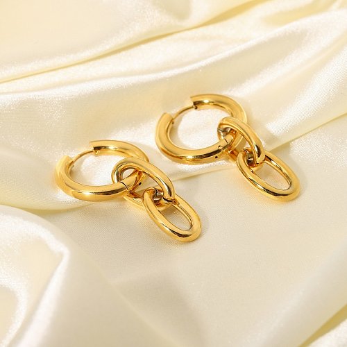 Pendientes de cadena de oro de acero inoxidable chapados en oro de 18 quilates a la moda al por mayor, joyería