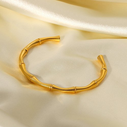 fashion open bamboo gold stainless steel bracelet wholesale