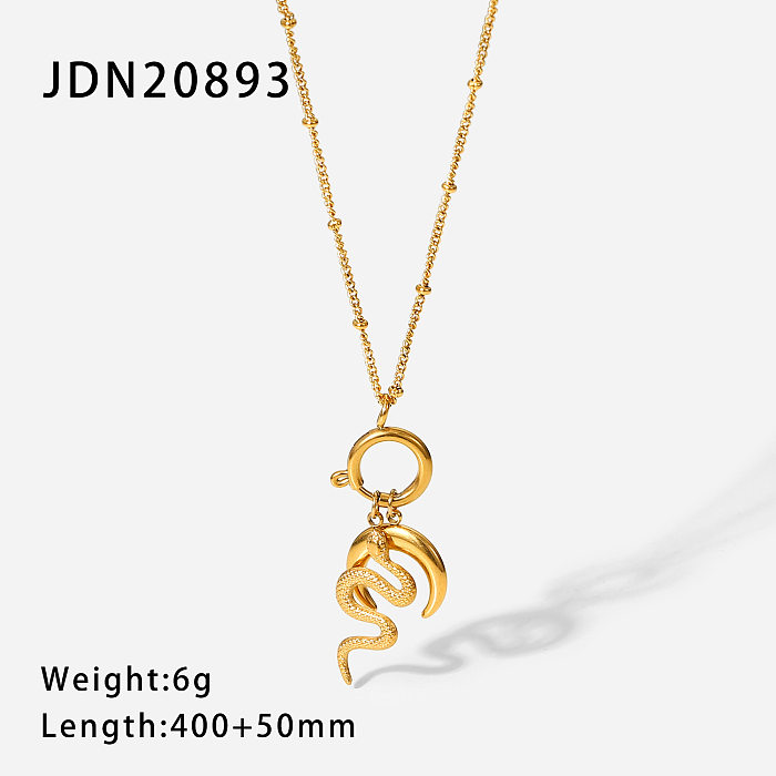 fashion retro 18K gold stainless steel snakeshaped pendant earrings titanium steel ring