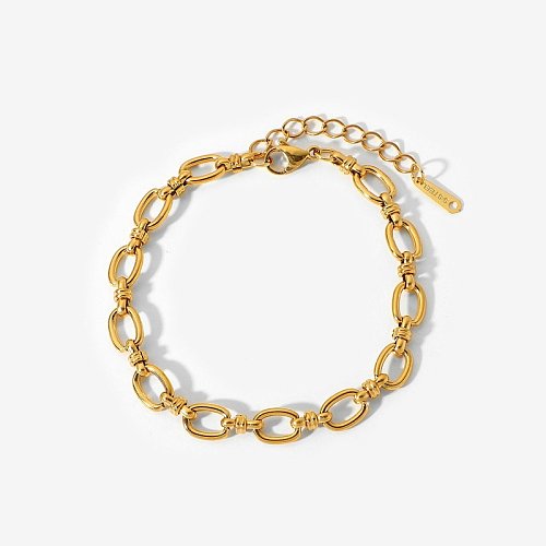 pulseira de fivela cruzada de corrente estreita pulseira de moda de aço inoxidável banhado a ouro 18k