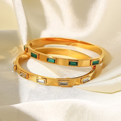 Vintage Style Square Stainless Steel Bracelets Plating Zircon Stainless Steel Bracelets