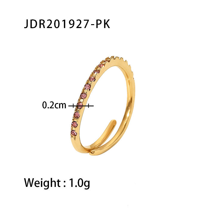 Fashion Geometric Stainless Steel Open Ring Gold Plated Zircon Stainless Steel Rings