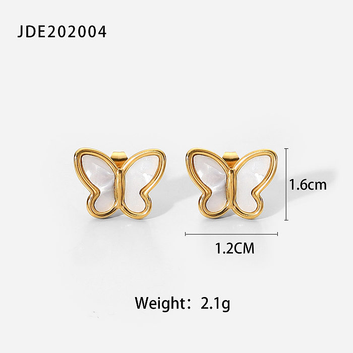 Boucles d'oreilles collier en acier inoxydable en forme de papillon en forme de papillon en or 18 carats
