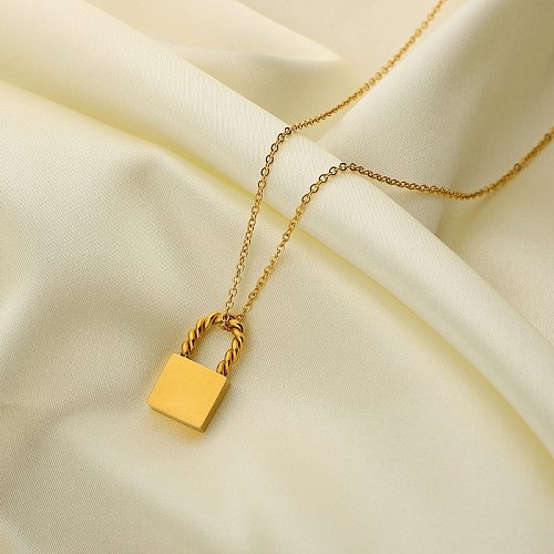 Chic Twist Lock Pendant 18K Stainless Steel Necklace