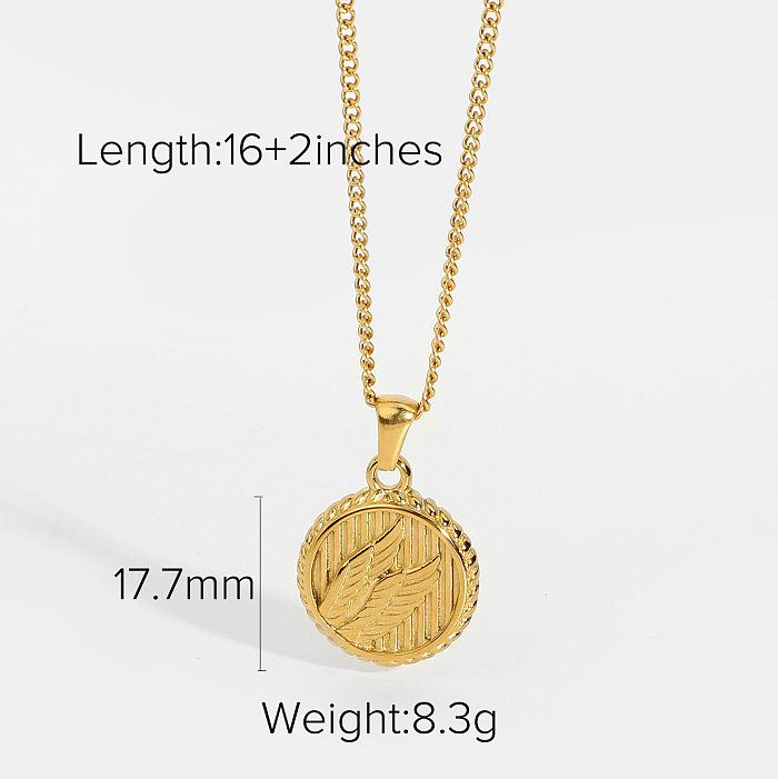 Retro Stainless Steel Liberty Wing Snake Element Coin Pendant Necklace