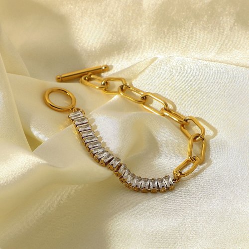 Européen et Américain Ins Élégant Simple et Polyvalent Style Froid Exagéré OT Séparable Moule Conception Chaîne Titane Acier 18K Bracelet Ornement pour Femme